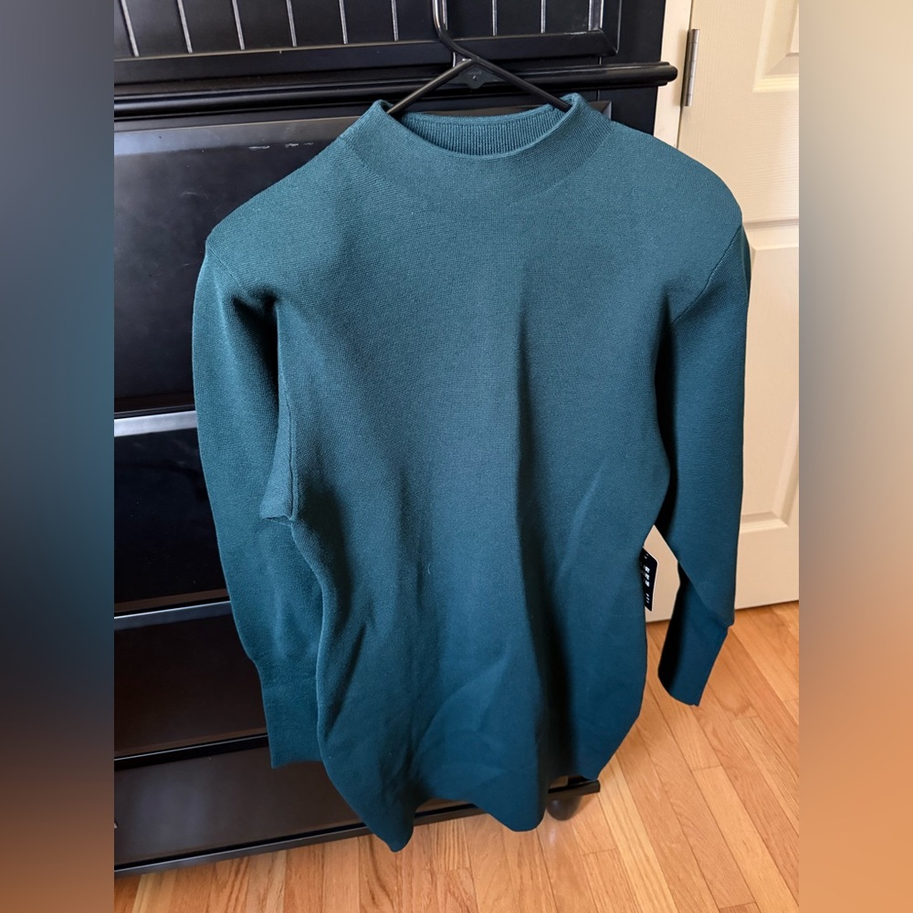 Express Green Sweater Dress with shoulder pads